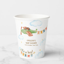 It's A Boy Bear Airplane Sky Baby Shower  Papieren Bekers