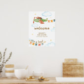 It's A Boy Bear Airplane Sky Baby Shower Welcome Poster (Keuken)