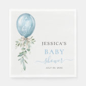 It's A Boy Blue Balloon Bow Greenery Baby Shower Servet (Voorkant)