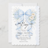 It's a Boy Blue Bow Floral Baby Shower Kaart (Voorkant)