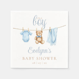 Its A Boy Blue Clothesline Baby Shower Servet