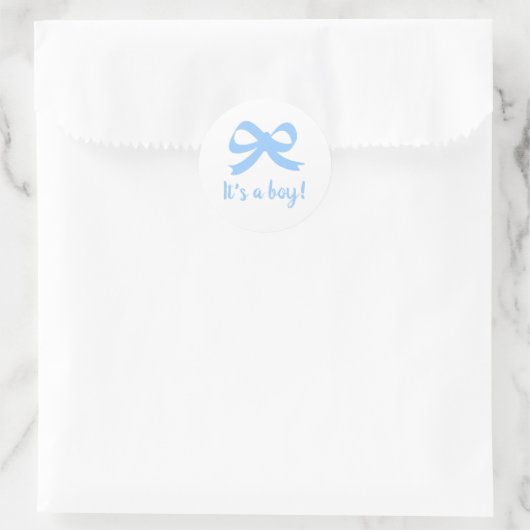 It's a boy blue cute bow knot baby shower stickers (Tas)