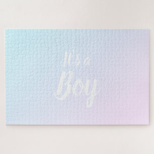 It's a Boy blue pink gradient ombre gender reveal Legpuzzel