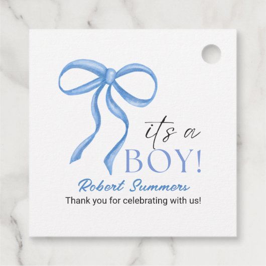 It's a Boy Blue Ribbon Bedankjes Labels (Achterkant)