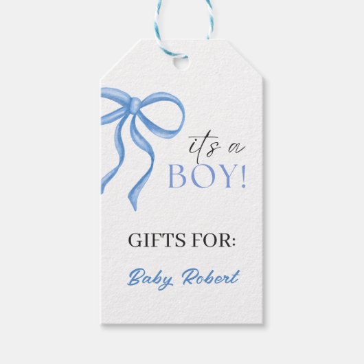 It's a Boy Blue ribbon Cadeaulabel (Voorkant)