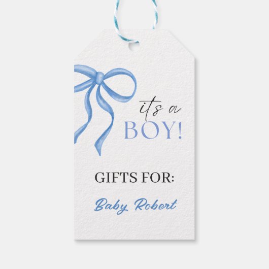 It's a Boy Blue ribbon Cadeaulabel (Achterkant)