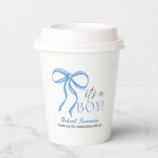 It's a Boy Blue Ribbon Papieren Bekers (Achterkant)