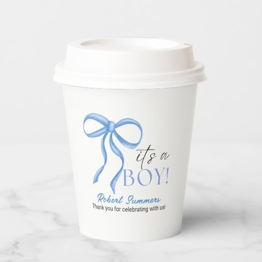 It's a Boy Blue Ribbon Papieren Bekers (Voorkant)