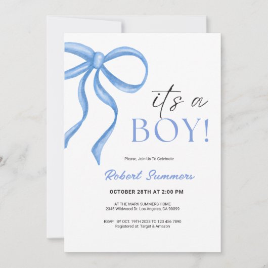 It's a Boy Blue Ribbon  Save The Date (Voorkant)