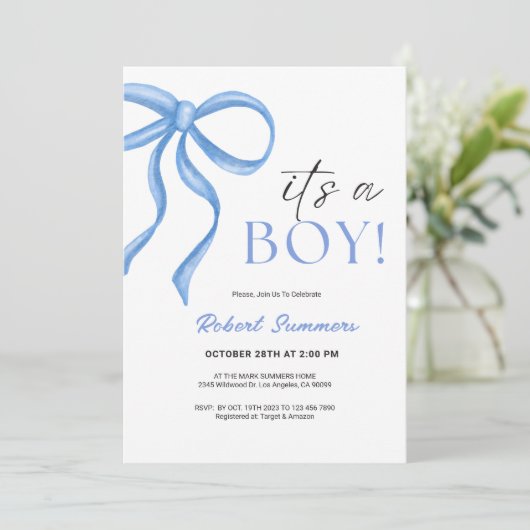 It's a Boy Blue Ribbon  Save The Date (Staand voorkant)