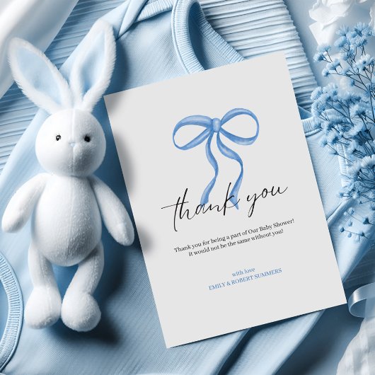It's a Boy Blue Ribbon Thank You Card Bedankkaart