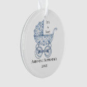 It's A Boy! Blue Toile Pregnancy Announcement Ornament (voorkant)