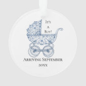 It's A Boy! Blue Toile Pregnancy Announcement Ornament (achterkant)