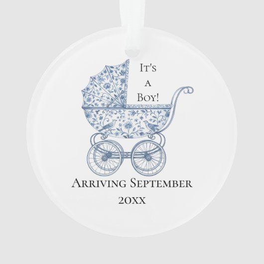 It's A Boy! Blue Toile Pregnancy Announcement Ornament (achterkant)
