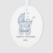 It's A Boy! Blue Toile Pregnancy Announcement Ornament (voorkant)