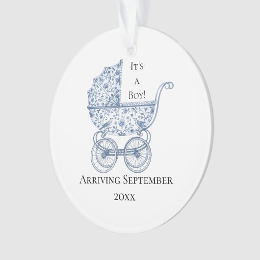 It's A Boy! Blue Toile Pregnancy Announcement Ornament (voorkant)