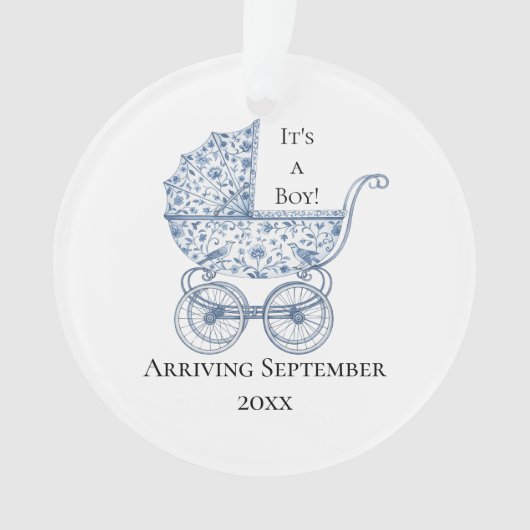 It's A Boy! Blue Toile Pregnancy Announcement Ornament (voorkant)