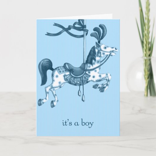 It's a Boy Carousel Horse Birth Announcement Aankondiging (Voorkant)