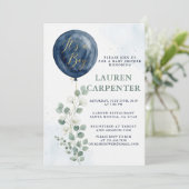 Its a Boy Celebration Navy Blue Balloon Baby Showe Kaart (Staand voorkant)