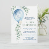 Its a Boy Celebration Navy Blue Balloon Baby Showe Kaart (Staand voorkant)