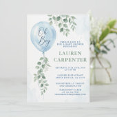 Its a Boy Celebration Navy Blue Balloon Baby Showe Kaart (Staand voorkant)