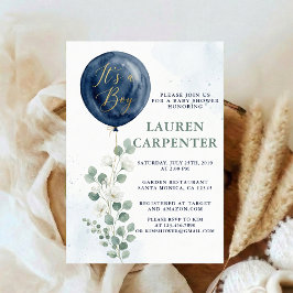 Its a Boy Celebration Navy Blue Balloon Baby Showe Kaart