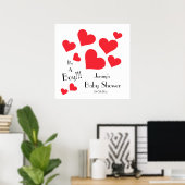 It's A Boy! - Cute Red Hearts Custom Baby Shower Poster (Thuiskantoor)