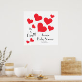 It's A Boy! - Cute Red Hearts Custom Baby Shower Poster (Keuken)