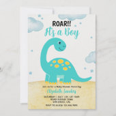 It's a Boy, Cute Watercolor Dinosaur Baby shower  Kaart (Voorkant)