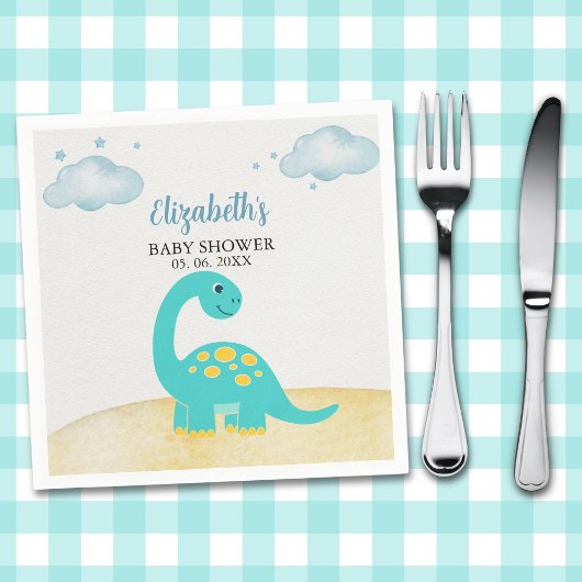 It's a Boy, Cute Watercolor Dinosaur Baby shower Servet