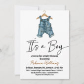 It's a Boy Denim Clothes Blue Jean Baby Shower Kaart (Voorkant)