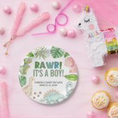 It's a Boy Dinosaur Baby Shower Papieren Bordje (Feest)