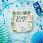 It's a Boy Dinosaur Baby Shower Papieren Bordje (Feest)