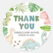 It's a Boy Dinosaur Baby Shower Ronde Sticker (Voorkant)