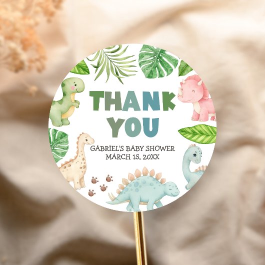 It's a Boy Dinosaur Baby Shower Ronde Sticker