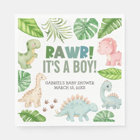 It's a Boy Dinosaur Baby Shower Servet (Voorkant)