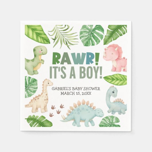 It's a Boy Dinosaur Baby Shower Servet (Voorkant)