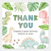 It's a Boy Dinosaur Baby Shower Vierkante Sticker (Voorkant)