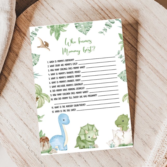 Its A Boy Dinosaur Shower Who knows Mommy Game (It's A Boy Dinosaur Baby Shower Game)