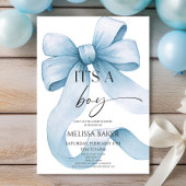 It's A Boy Elegant Blue Bow Baby Shower Kaart