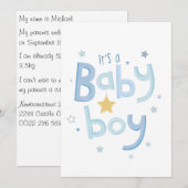 It's a boy, geboortekaart feestdagenkaart (Voorkant / Achterkant)