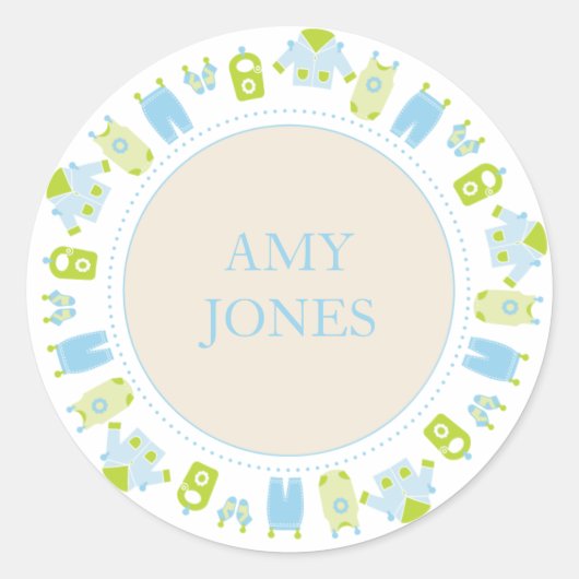 {It's a boy!} kleine wasserij baby shower sticker (Voorkant)