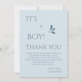 It's A Boy! Minimalism Pastel Blue Baby Shower Bedankkaart (Voorkant)