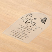It's A Boy Modern Minimal Butterfly Baby Shower Acryl Uitnodigingen (Laagn)