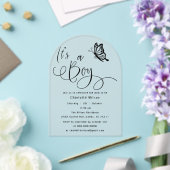 It's A Boy Modern Minimal Butterfly Baby Shower Acryl Uitnodigingen (Insitu (Huwelijk))