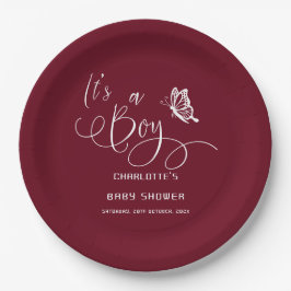 It's A Boy Modern Minimal Butterfly Baby Shower Papieren Bordje