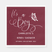 It's A Boy Modern Minimal Butterfly Baby Shower Servet (Voorkant)