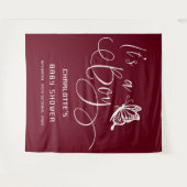 It's A Boy Modern Minimal Butterfly Baby Shower Wandkleed (Voorkant (horizontaal))