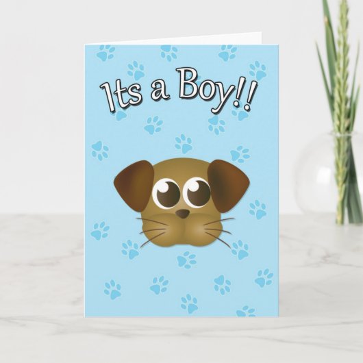 Its a Boy Puppy Card Kaart (Voorkant)