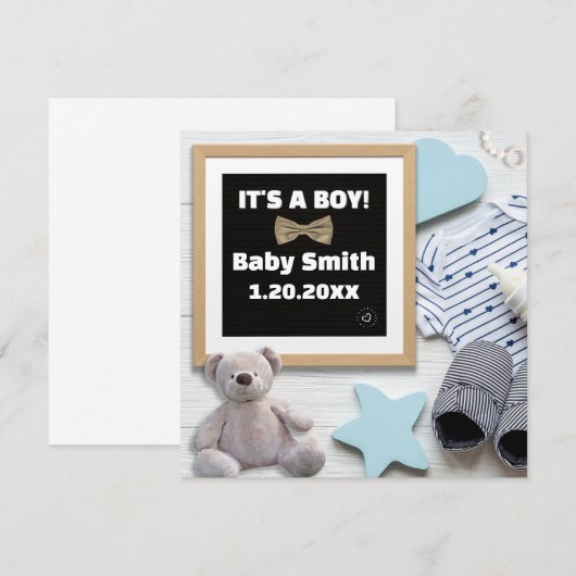 It's A Boy Social Media, plat lakenblauw Zwangersc Aankondiging (Voorkant / Achterkant)